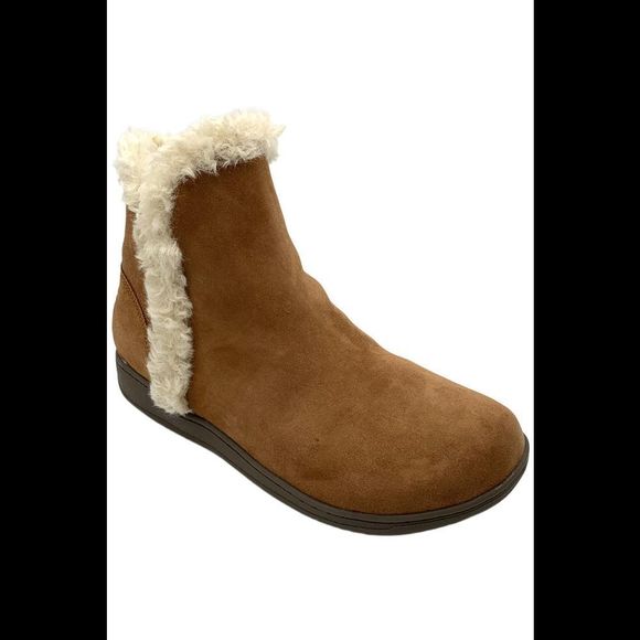 Vionic Women's Unwind Suede Faux Fur Ankle Booties Tan - Medium - Picture 1 of 3
